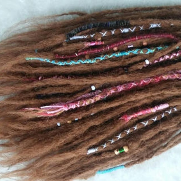 double ended brown dreadlocks with dreadwraps yarn